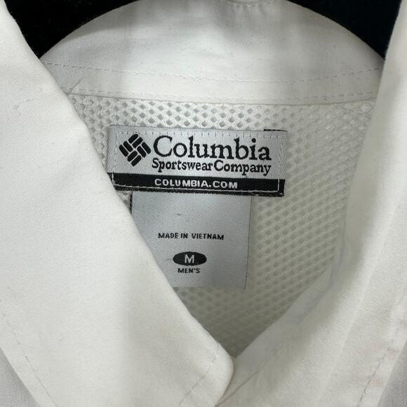 Columbia Fishing Short Sleeve Button Up Shirt Medium Vented Cotton White - Picture 3 of 10